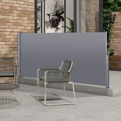 Outdoor Privacy Awning - Retractable, Waterproof, 118.1" X 64.1" Dark Grey Quality Porch Divider Screen ,