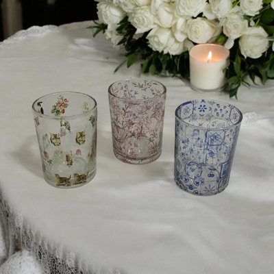 3 Piece Glass Tabletop Votive Holder Set