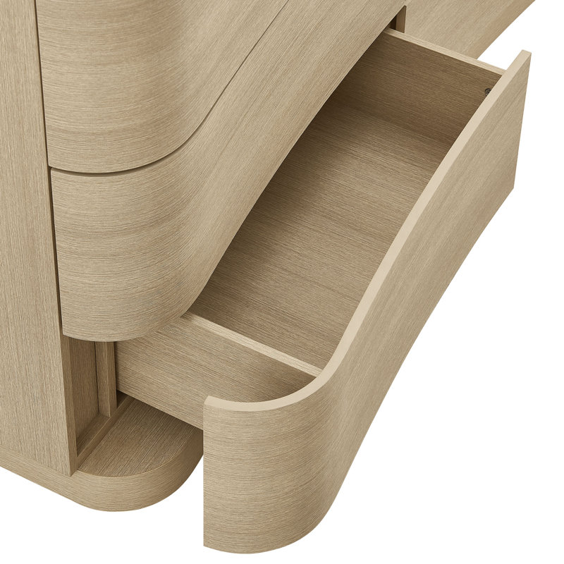 Commode courbée à 6 tiroirs Mirae, Chêne clair brossé