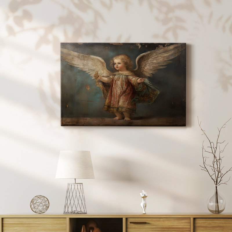 Angel Lxxxix - Toile tendue avec châssis de qualité supérieure - Prêt à être accroché, H 12 po x l 18 po