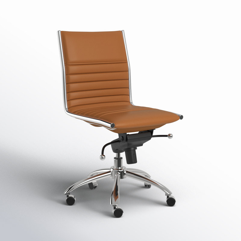 Naida Faux Leather Swivel Task Chair, No, Cognac Faux Leather