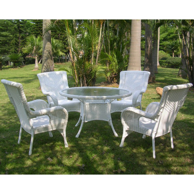 Ensemble repas 5 pièces en osier, résine et aluminium San Tropez