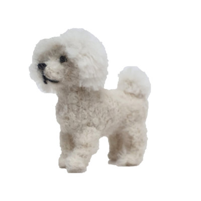 Hand Knit Alpaca Wool Christmas Ornament - Bichon Frise Dog