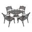 5 pièces de table de patio et chaises d'extérieur en fonte d'aluminium avec trou pour parasol-86641766