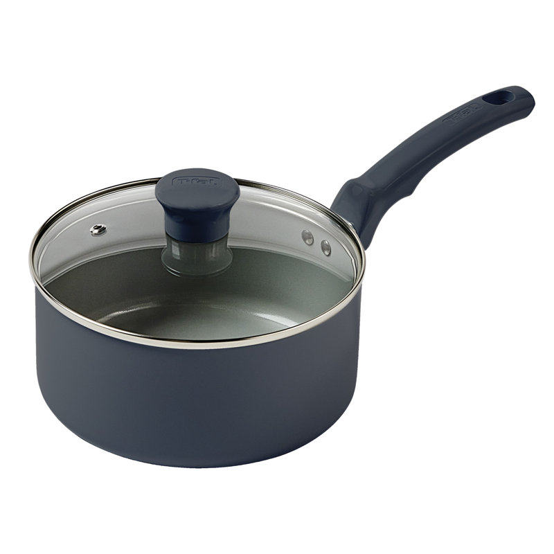 T-fal Essentials Ceramic Non-stick Cookware, 3 Quart Saucepan With Lid, Midnight Blue