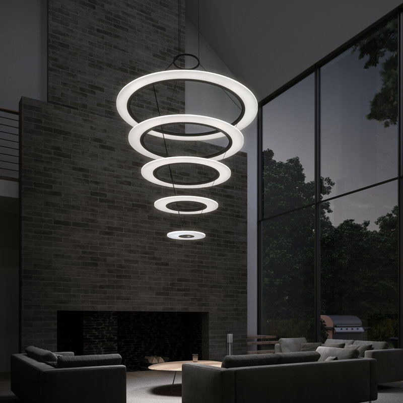 Arctic Rings 5 - Light LED Chandelier, Satin Black