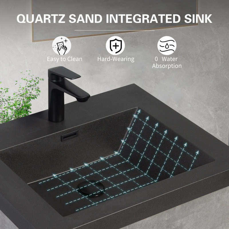Meuble-lavabo flottant avec lavabo, Gris