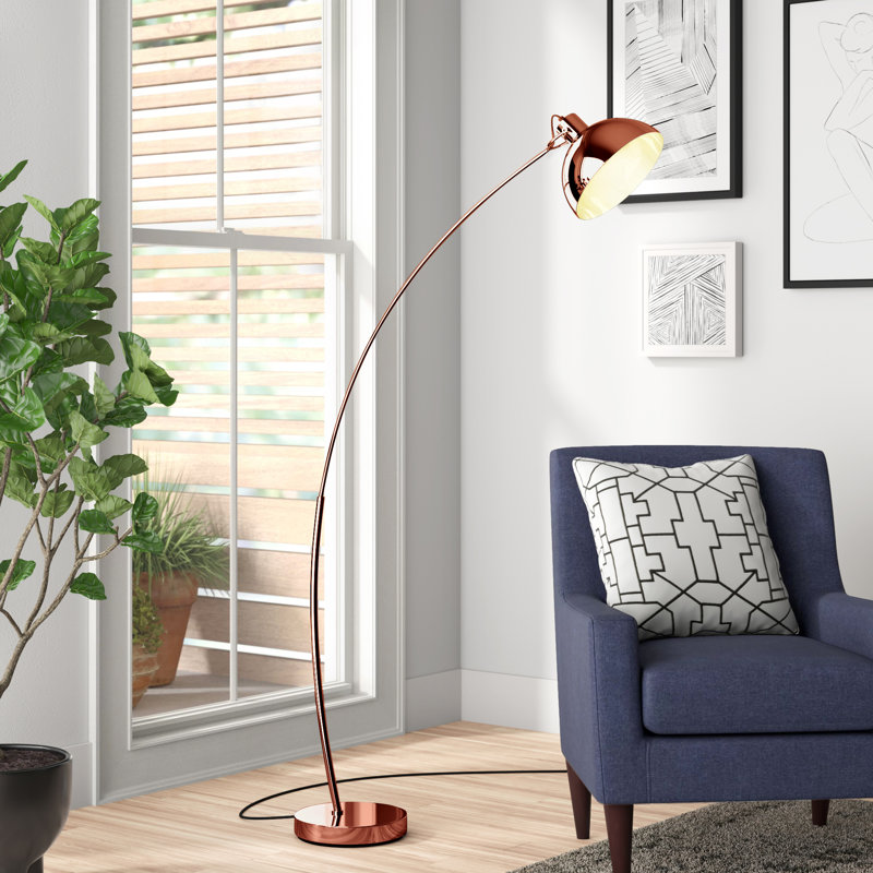 Brandie 153cm Arched Floor Lamp, Rose Gold, Rose Gold