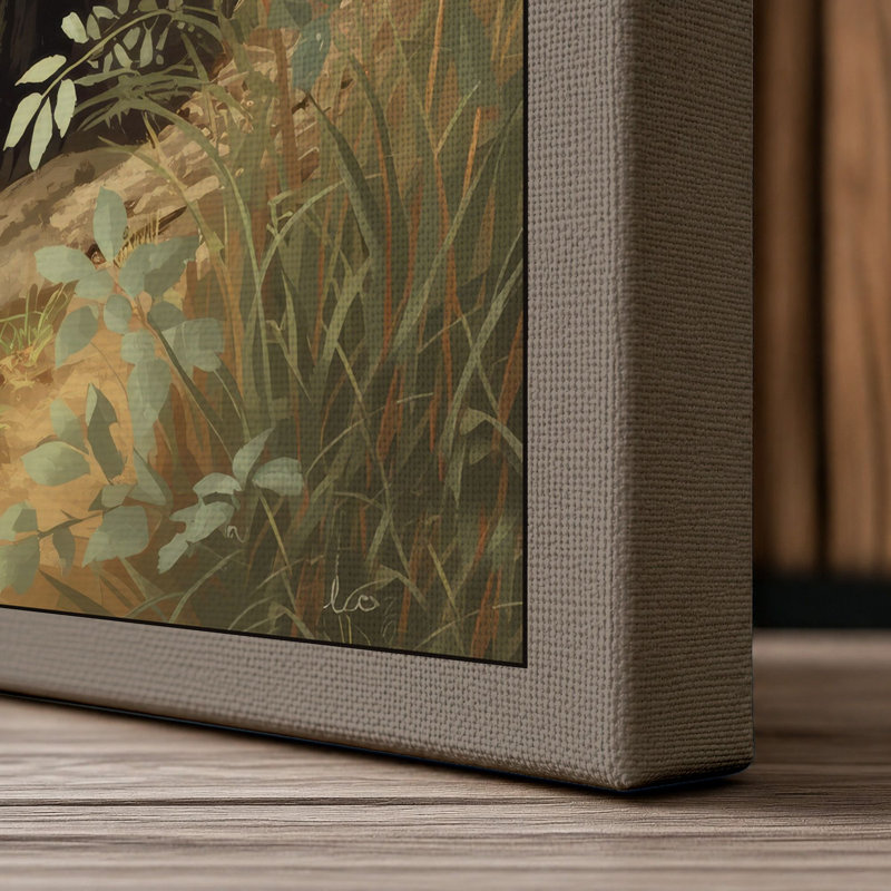 Badger in Woodland Boho - Wrapped Canvas, 30x20 - 76.2 x 50.8 cm, Taupe Border