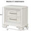 Table de chevet 1pc de style traditionnel avec tiroirs à queue d'aronde française et anglaise à roulement à billes avec port USB et fini crème blanc