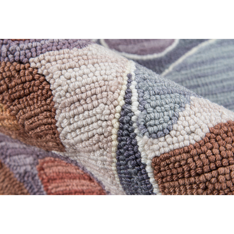 Tapis bleu crocheté à la main Gingras, Rectangle 5 pi x 7 pi 6 po