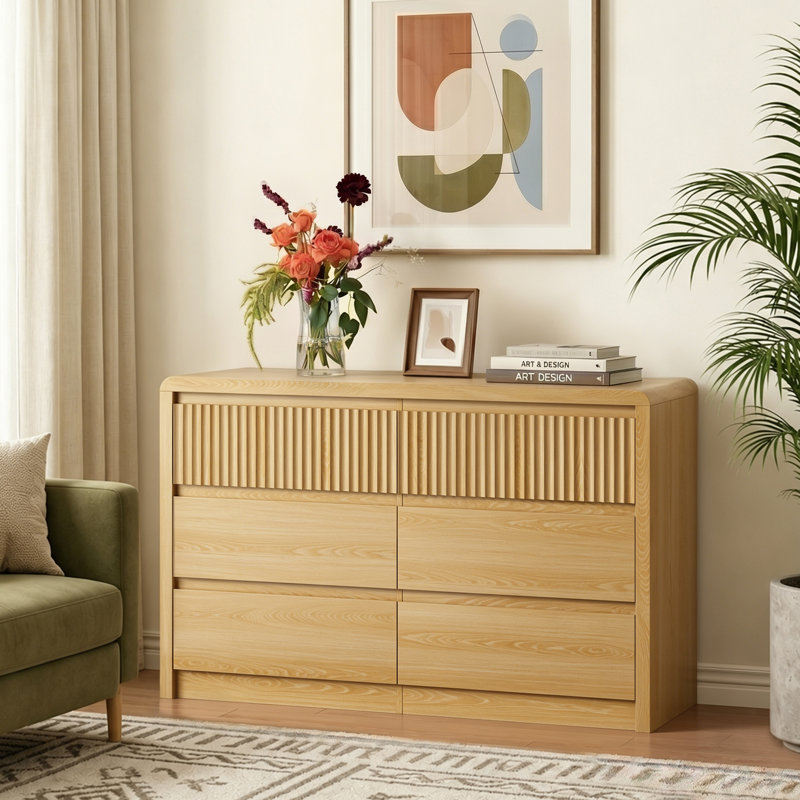 Commode de chambre à coucher 6 tiroirs l 47,2 po Mountford, Chêne