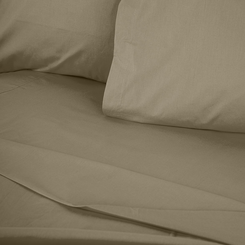 Premium Fitted Sheet, 100% Cotton Ranforce, 55 x 75 + 12 Deep Pocket | 155 Thread Count, Machine Washable at 86°F | Soft Beige Color, Perfect for Comfortable Sleep & Easy Care