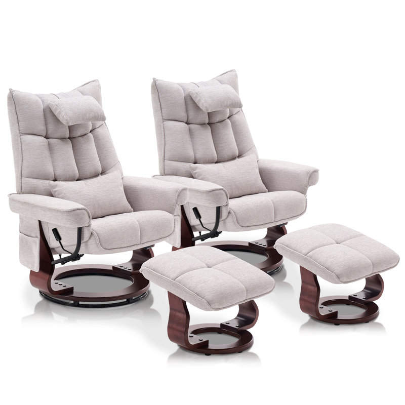 Fauteuil inclinable pivotant Bennith, Chenille beige