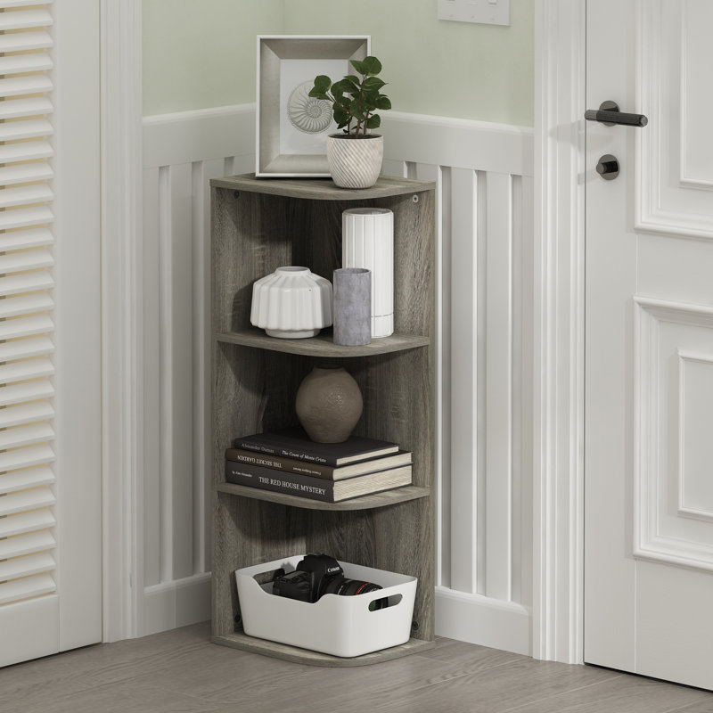 Cresta Corner Bookcase, French Oak, (3 Shelves) 31.5" H x 12.01" W x 9.3" D