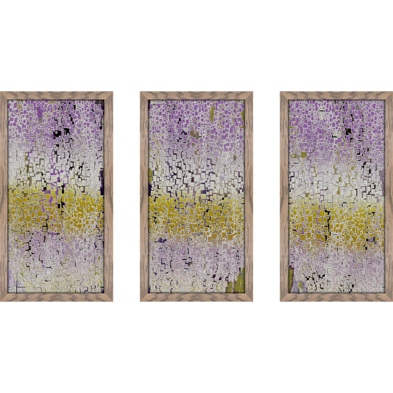 « illusion yell asolo », ensemble de 3 reproductions d’impressions encadrées, L 52,5 po x H 33,5 po x P 1 po, Encadré gris