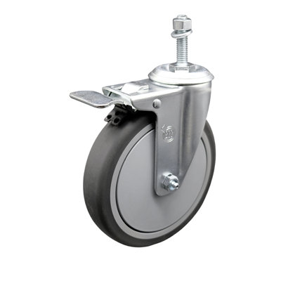 6 Inch Thermoplastic Rubber Swivel 10mm Stem Caster with Total Lock Brake