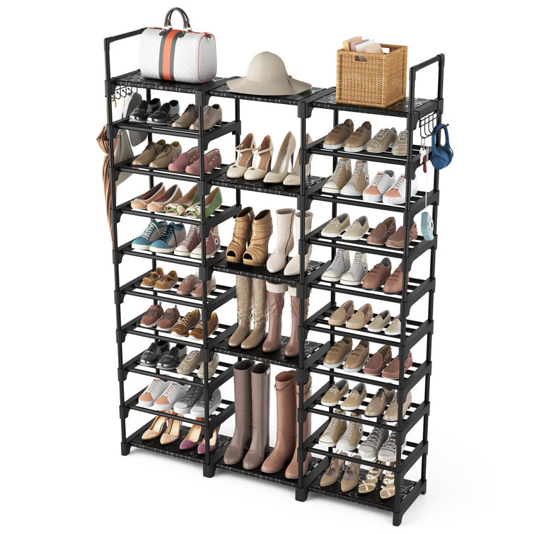 Two Rows Versatile Hooks 28-32 Pairs Shoe Rack Rebrilliant