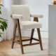 Brittnie 25.5" Full Back Walnut Wood Upholstered Counter Stool With Arms