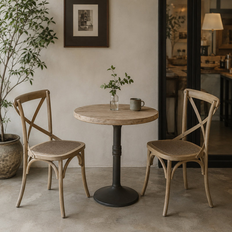 Table ronde en pin Oryana, Gris moyen, Hauteur de comptoir (36 po)