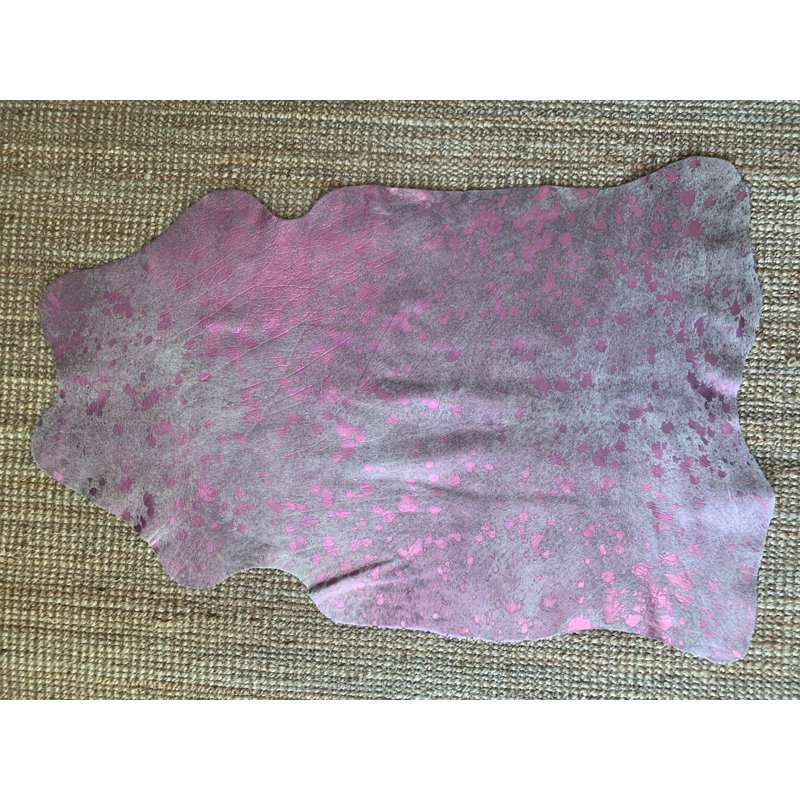 Handmade Mini Cowhide Pink Rug (46x40 inches)