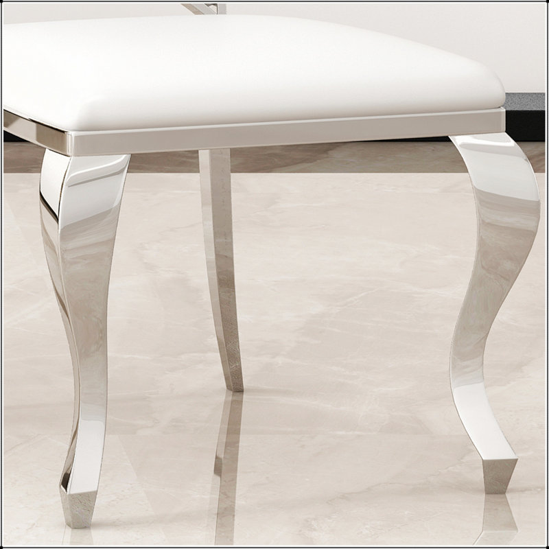 Ensemble de 2 chaises de salle à manger modernes en similicuir, dossier unique avec chaise sans accoudoirs à rayures