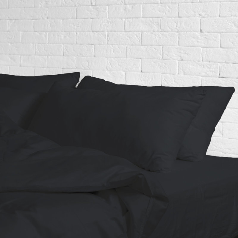 Ensemble de draps en micro-fibre, Double, Noir