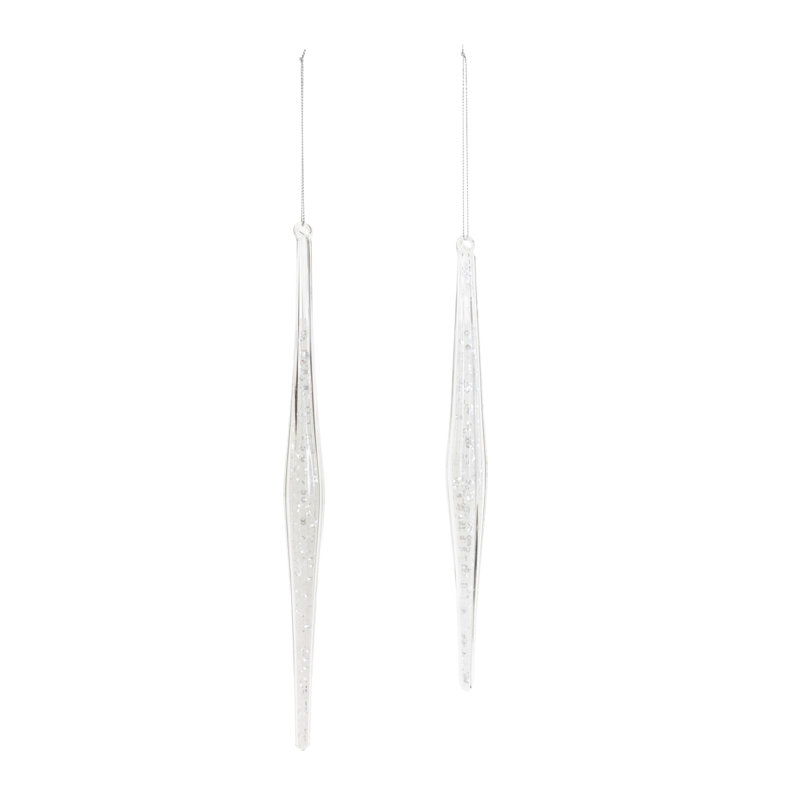 Clear Glass Icicle Drop Ornament (Set of 12)