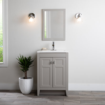 Meuble-lavabo simple 24,5 po avec plateau en marbre de culture