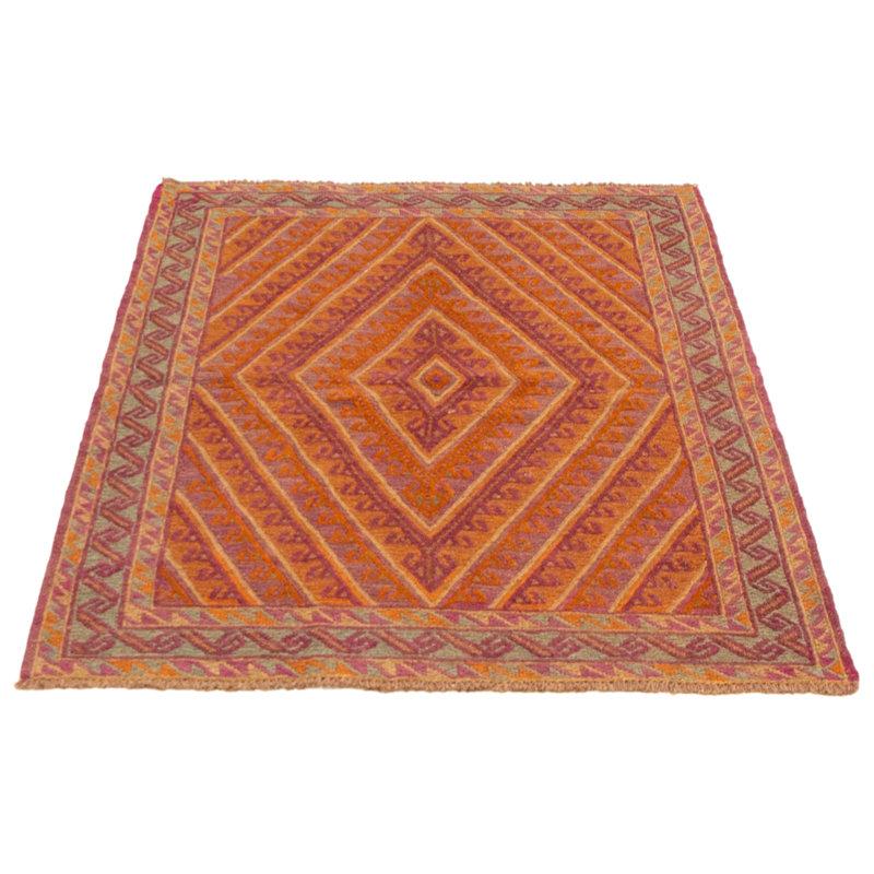 Tapis orange brûlé noué à la main de conception unique 3 pi 7 po x 4 pi 0 po Jodianne