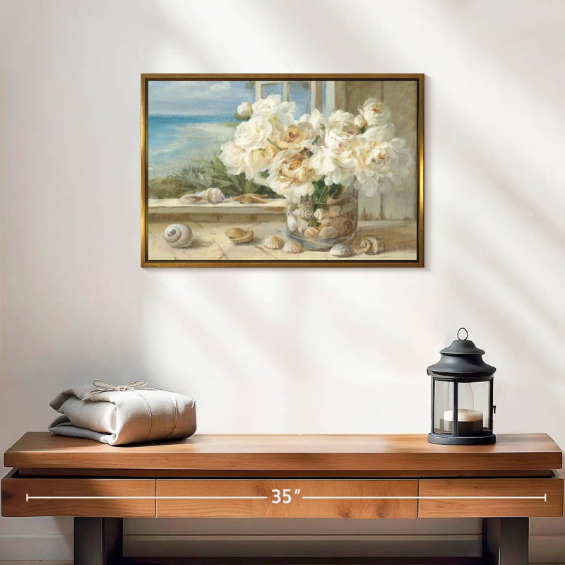 Au bord de la mer I, 19 po x 13 po, Cadre flottant doré