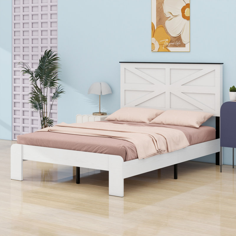 Base de lit plateforme en bois, Lit double