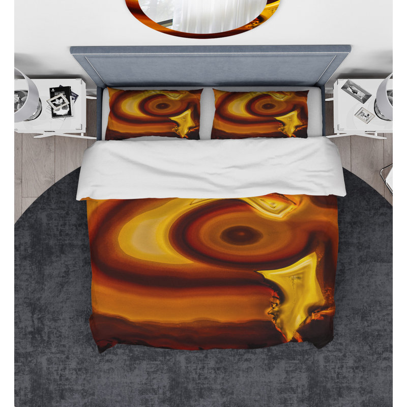 Ensemble de housse couette macro designart agate geode slice, Housse de couette très grand + 2 taies décoratives