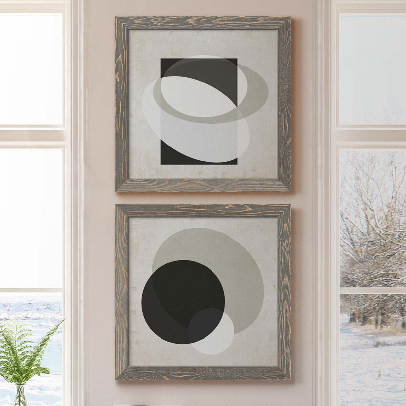 Moderniste Neutre III, ensemble de 2 reproductions d'art sur toile encadrées, H 20 po x l 40 po x P 1,5 po