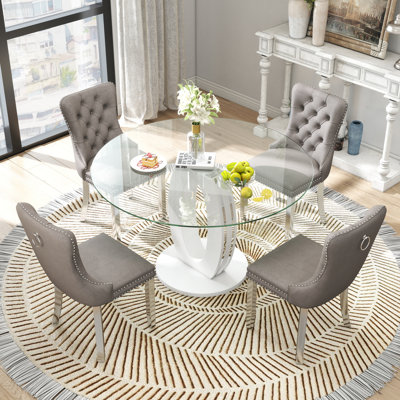 5-Piece Round Pedestal Dining Set