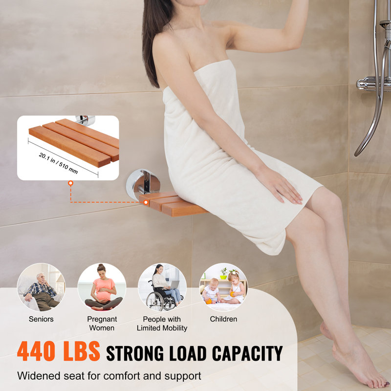 Calimesa 20.1'' W Solid Wood Shower Bench