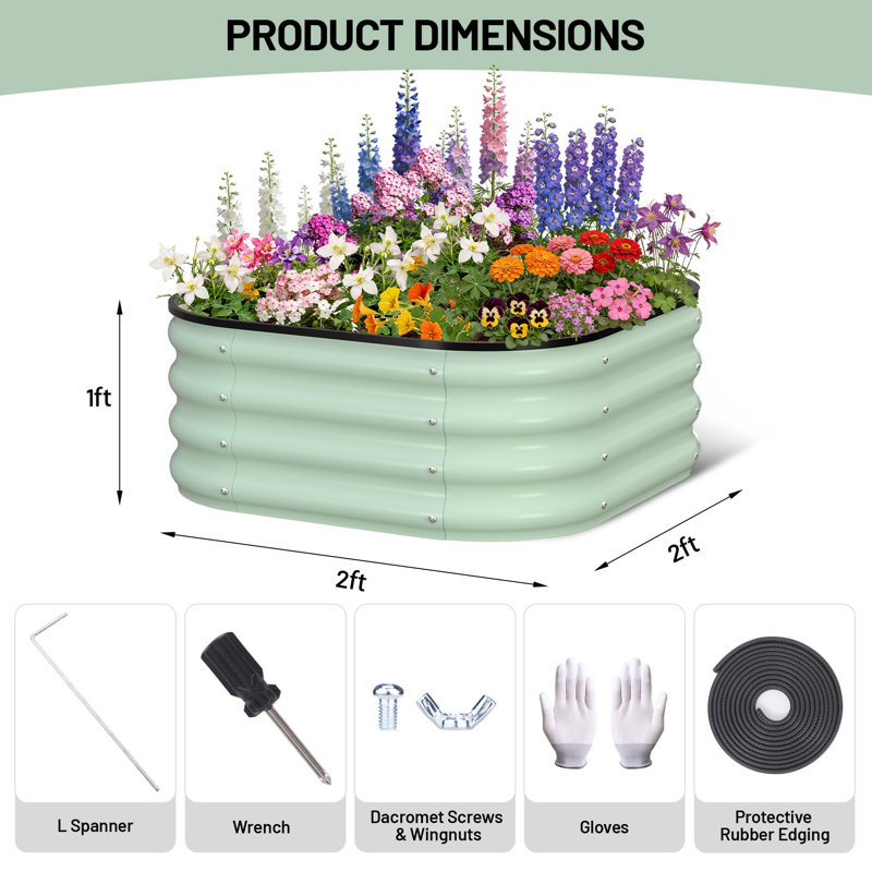 Metal Raised Garden Bed, Green