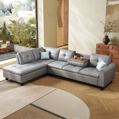 Canapé modulaire surdimensionné en cuir 97,5 po, canapé en L