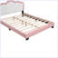 Lit princesse rembourré avec tête de lit couronne, lit plateforme avec tête de lit et pied de lit, blanc et rose-1659411805-1659411804