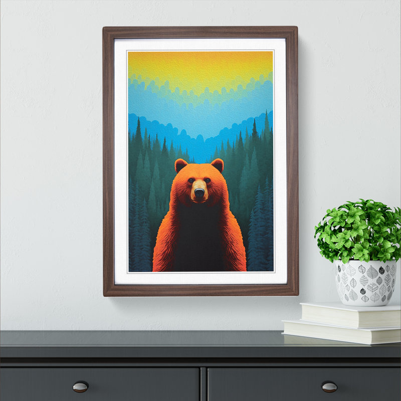 Bear Colour Field Art - Framed Print, Walnut Framed, 64cm H x 46cm W