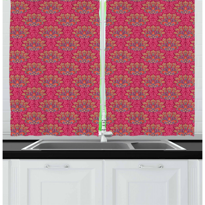 Damask Tailored Kitchen Curtain