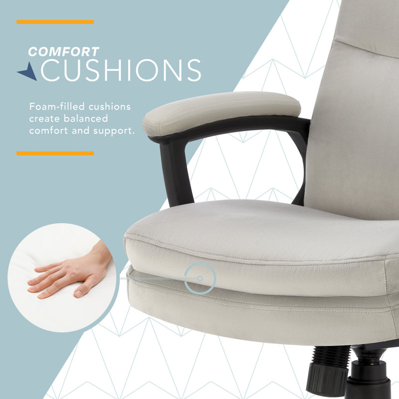 Click365 Classic Comfort Executive Office Chair, Ergonomic Mid-Back, Double-Layer Seat Cushion, Gray, Polyurethane
