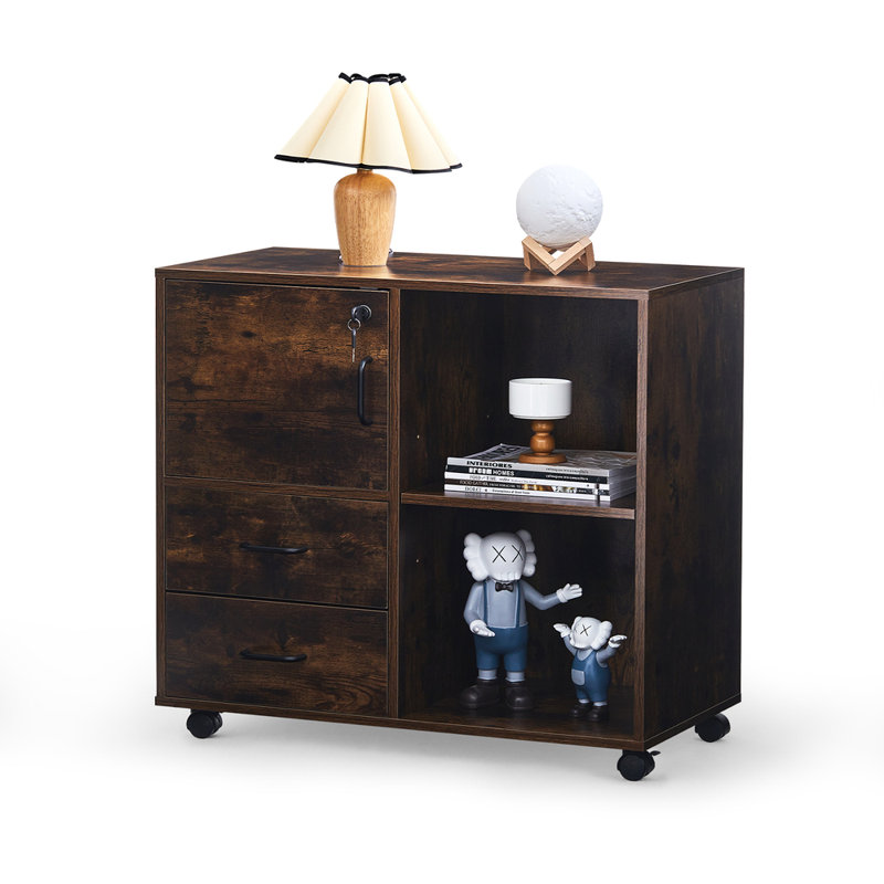 Beamond 3 Drawer Filing Cabinet, Brown