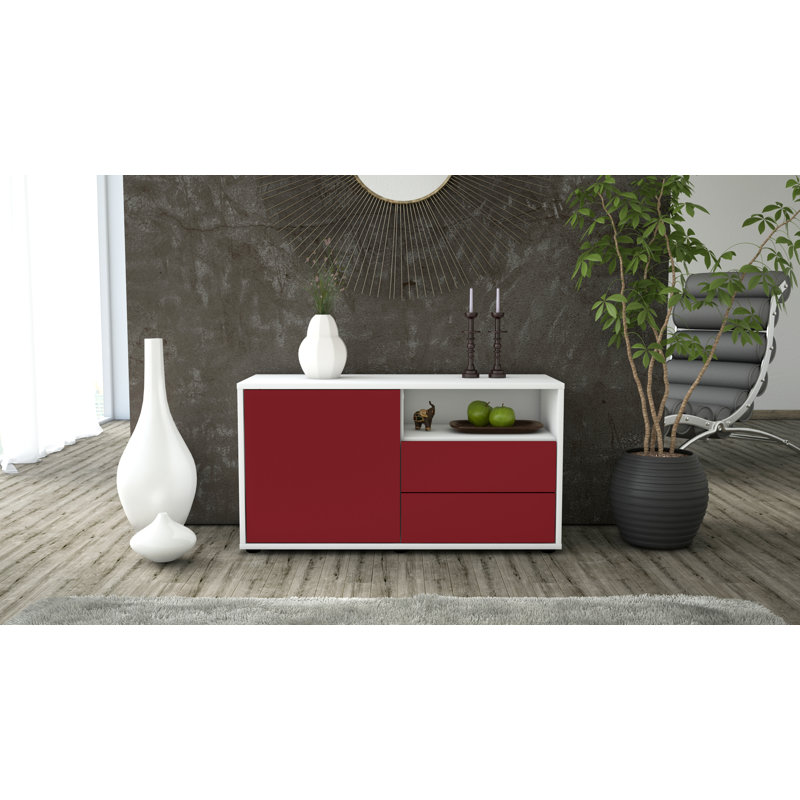 Tre 92cm W 2 - Drawer Chest of Drawers, White/Red