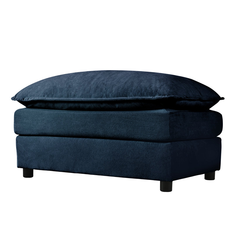 Deep Seat Sectional Cloud Sofa With 2 Ottomans & Soft Pillows, Loveseat Modular Couch For Living Room, Apartment,DIY Combination,Blue