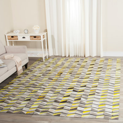 Tapis géométrique en cuir tissé à la main Aliquippa Studio
