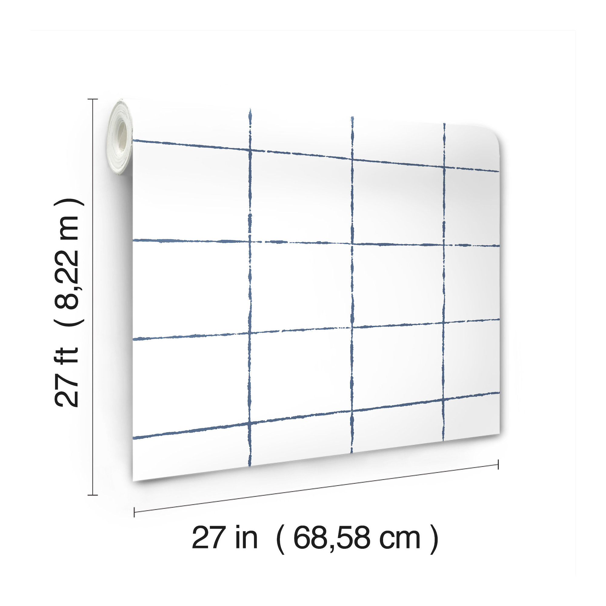 La Vitre Plaid Wallpaper, Blue