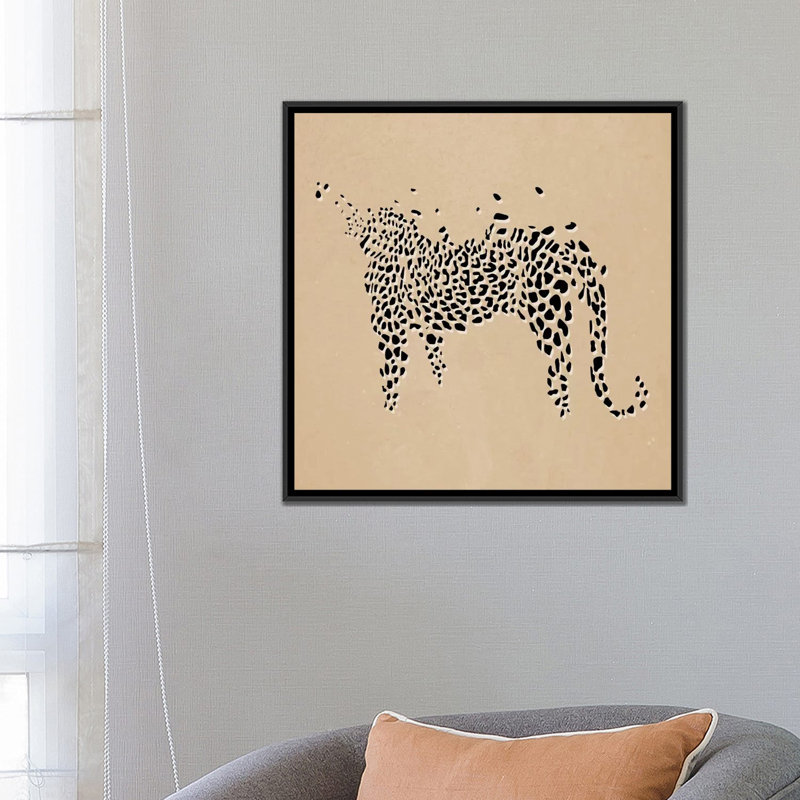 Albree Modern Leopard, impression sur toile, H 37 po x l 37 po x P 1,5 po, Toile avec cadre noir, Pas de tapis