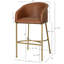 Hampton 31" Modern Bar Stool , Tobacco Brown Faux Leather With Gold Steel Frame-1438486802