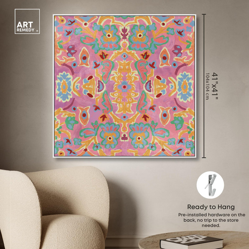 Art mural Maximalist Neho Jungle Canvas par Art Remedy, Cadre blanc, H 25 po x l 25 po